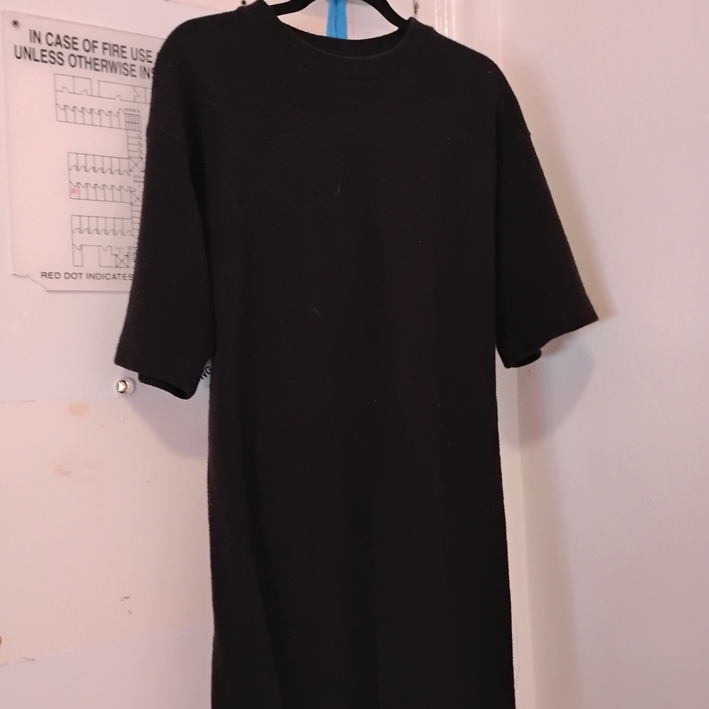 Maison Martin Margiela Black Short-Sleeve Midi Shift Dress